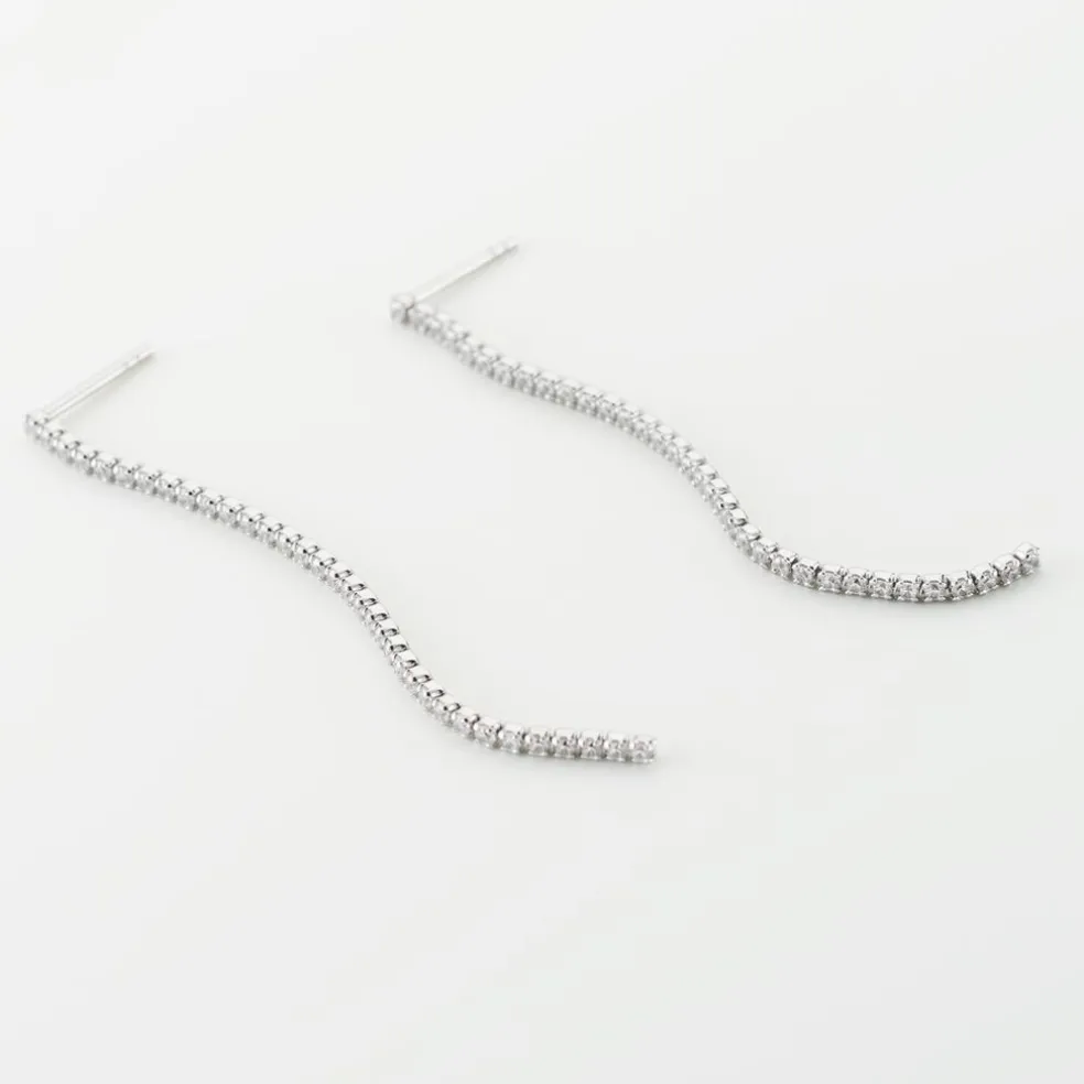 Boucles D'oreilles Pendantes Lou-anne Argent Blanc Oxyde De Zirconium