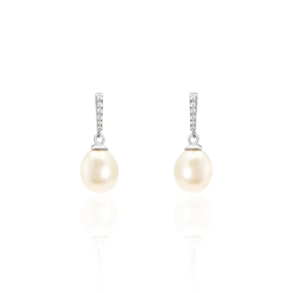 Boucles D'oreilles Pendantes Coria Argent Perle De Culture Et Oxyde