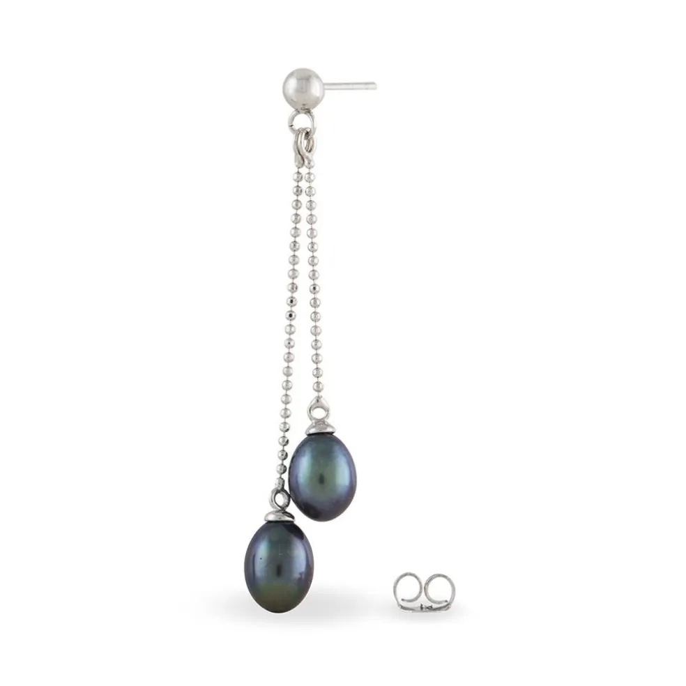 Boucles D'oreilles Pendantes Axell Argent Blanc Perle De Culture