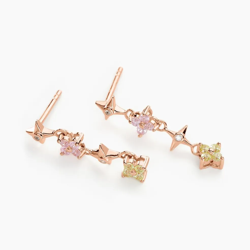 Boucles D'oreilles Pendantes Nimbe Argent Rose Oxyde De Zirconium