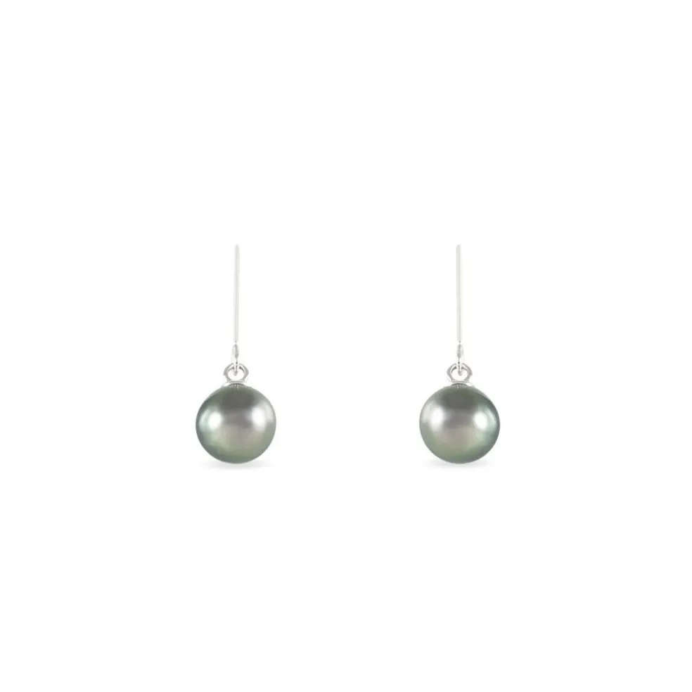 Boucles D'oreilles Pendantes Elitivae Or Blanc Perle De Tahiti