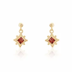 Boucles D'oreilles Pendantes Bobbie Plaqué Or Jaune Oxyde De Zirconium