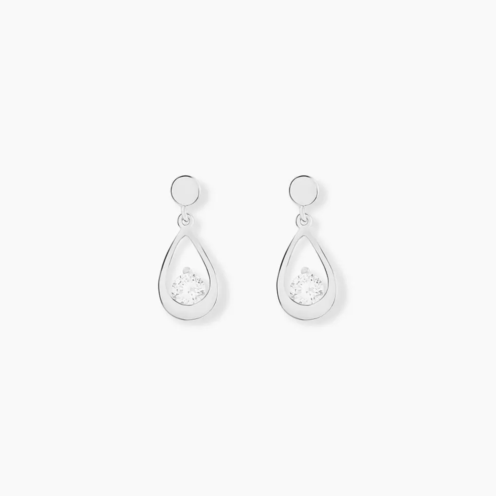 Boucles D'oreilles Pendantes Phaenna Or Blanc Oxyde De Zirconium