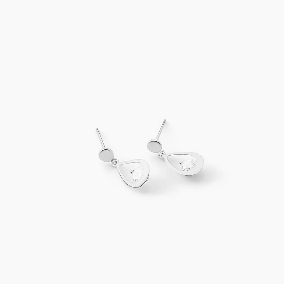 Boucles D'oreilles Pendantes Phaenna Or Blanc Oxyde De Zirconium