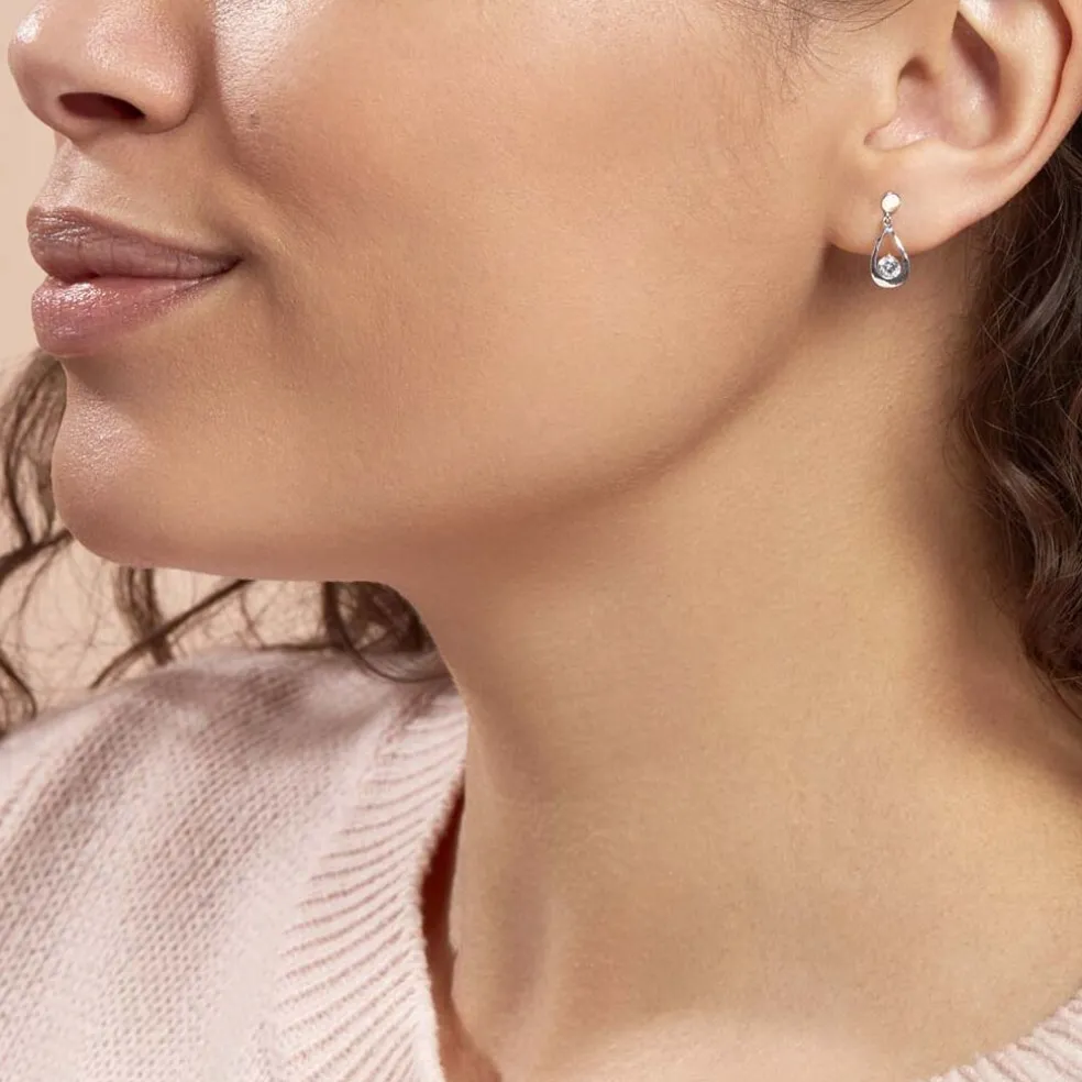 Boucles D'oreilles Pendantes Phaenna Or Blanc Oxyde De Zirconium