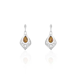 Boucles D'oreilles Pendantes Doralyn Argent Blanc Ambre
