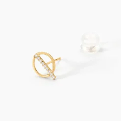 Boucles D'oreilles Pendantes Edmee Cercle Or Jaune Oxyde De Zirconium