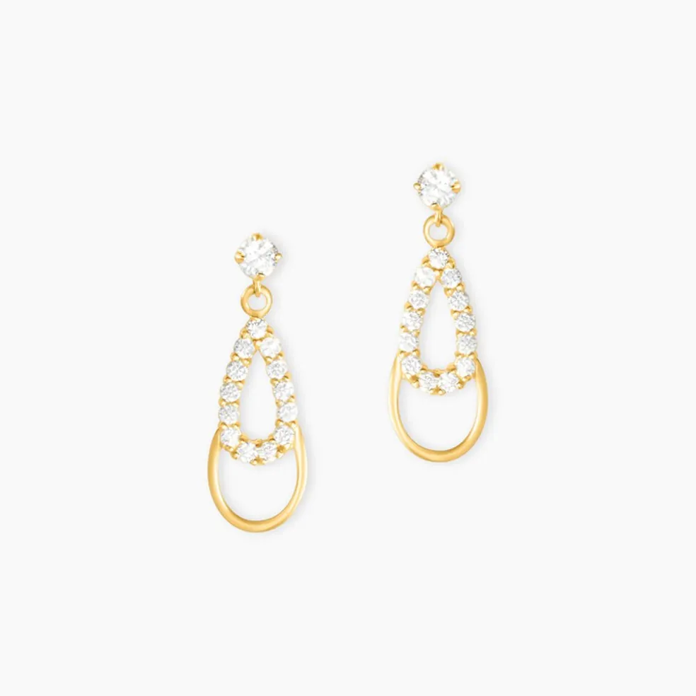 Boucles D'oreilles Pendantes Britain Or Jaune Oxyde De Zirconium