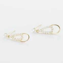 Boucles D'oreilles Pendantes Britain Or Jaune Oxyde De Zirconium