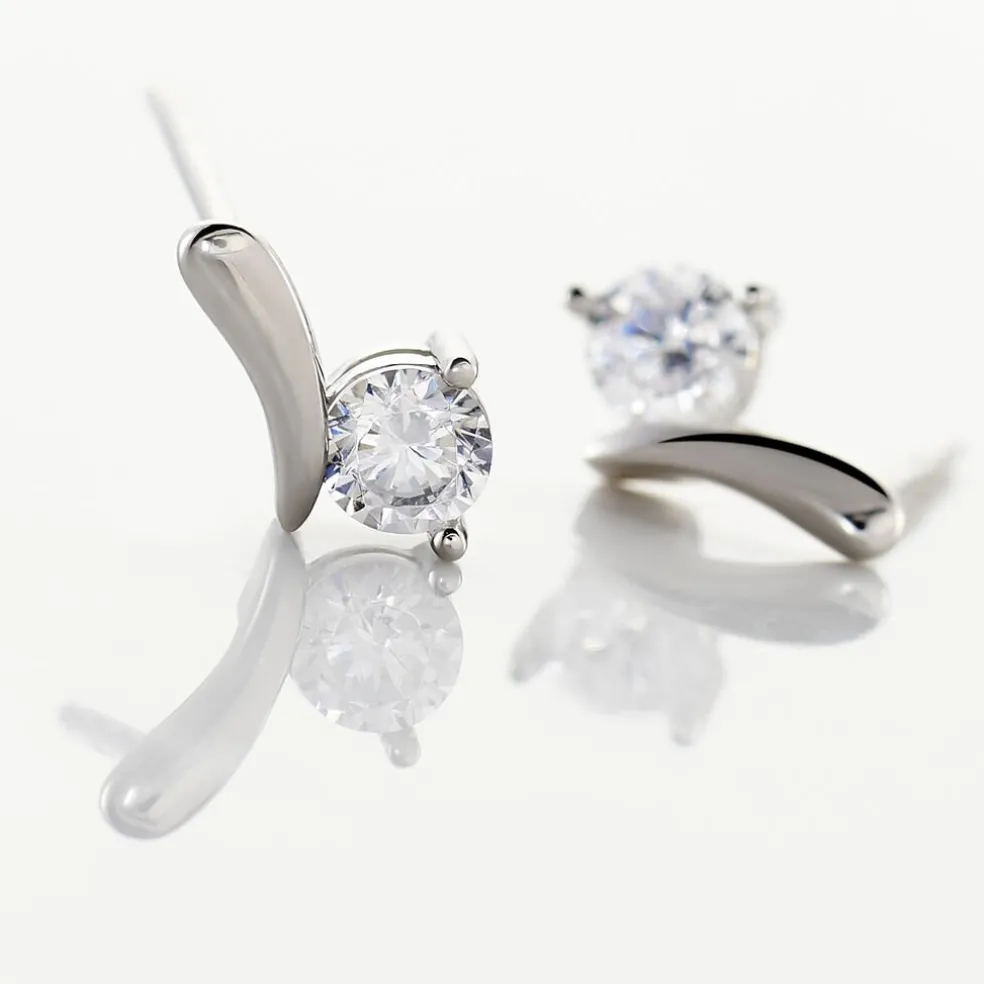 Boucles D'oreilles Pendantes April Argent Blanc Oxyde De Zirconium