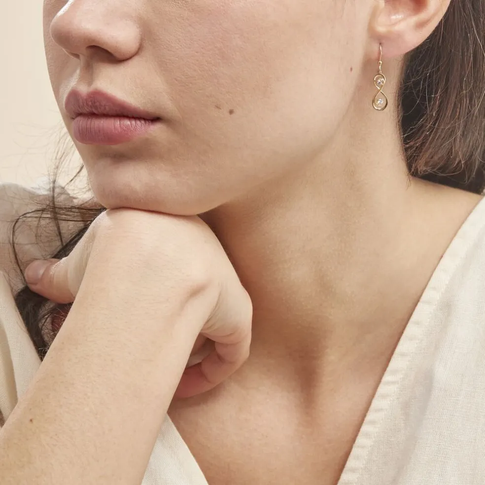Boucles D'oreilles Pendantes Ademar Or Jaune Oxyde De Zirconium