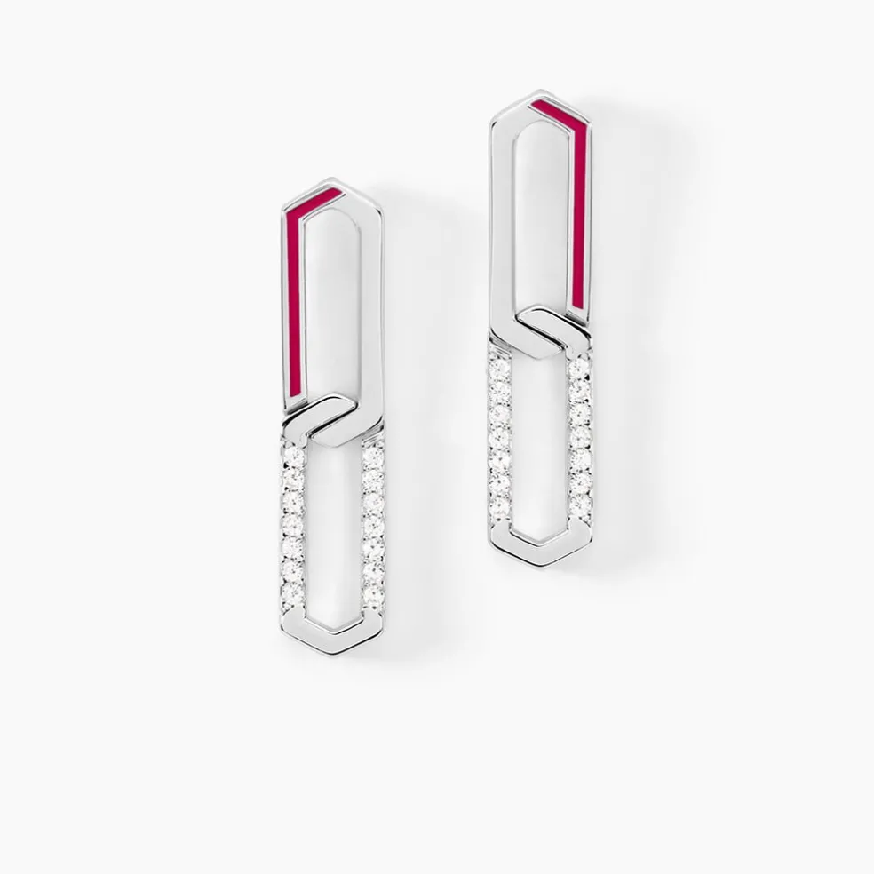 Boucles D'oreilles Pendantes Infini Pop Argent Blanc Oxyde Zirconium
