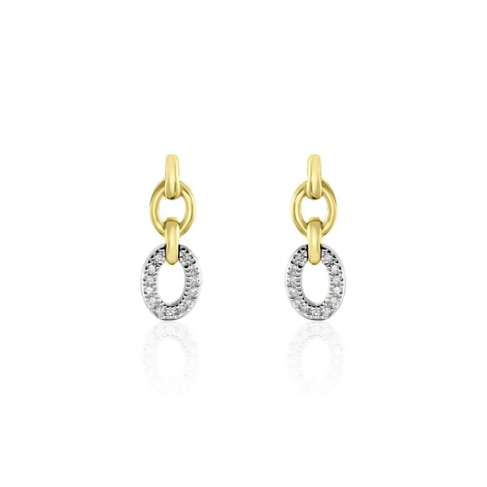 Boucles D'oreilles Pendantes Margane Or Jaune Diamant