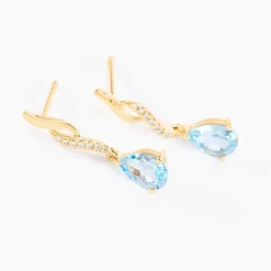 Boucles D'oreilles Pendantes Or Jaune Assaf Topaze