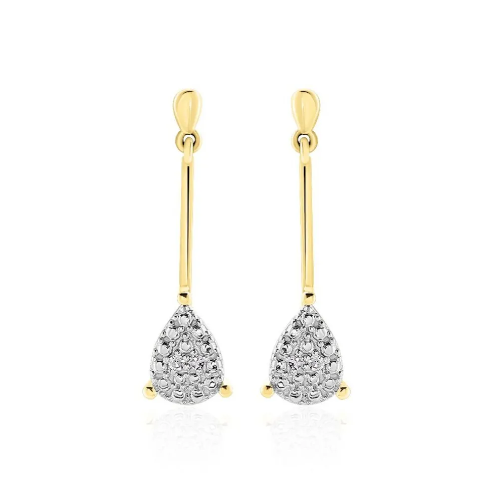 Boucles D'oreilles Pendantes Pear C Or Jaune Diamant