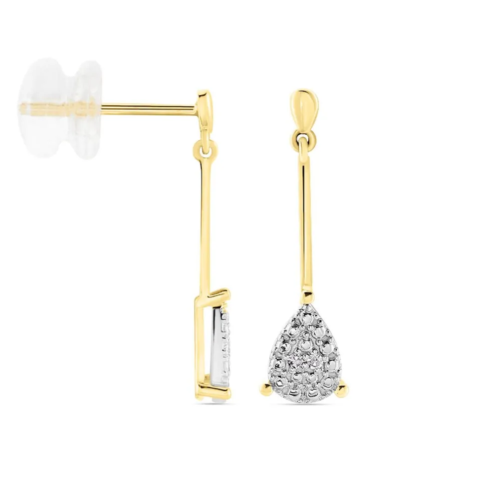 Boucles D'oreilles Pendantes Pear C Or Jaune Diamant
