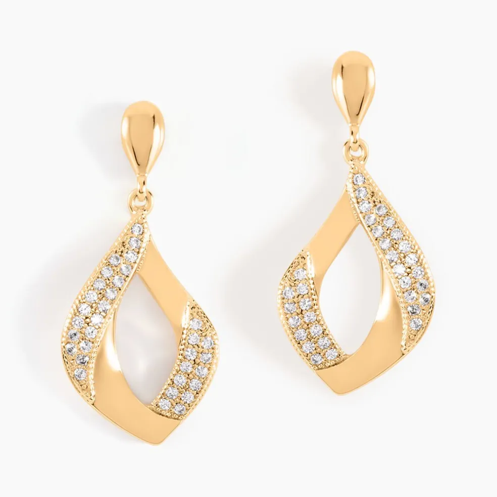 Boucles D'oreilles Pendantes Mai-lee Plaqué Or Oxyde De Zirconium