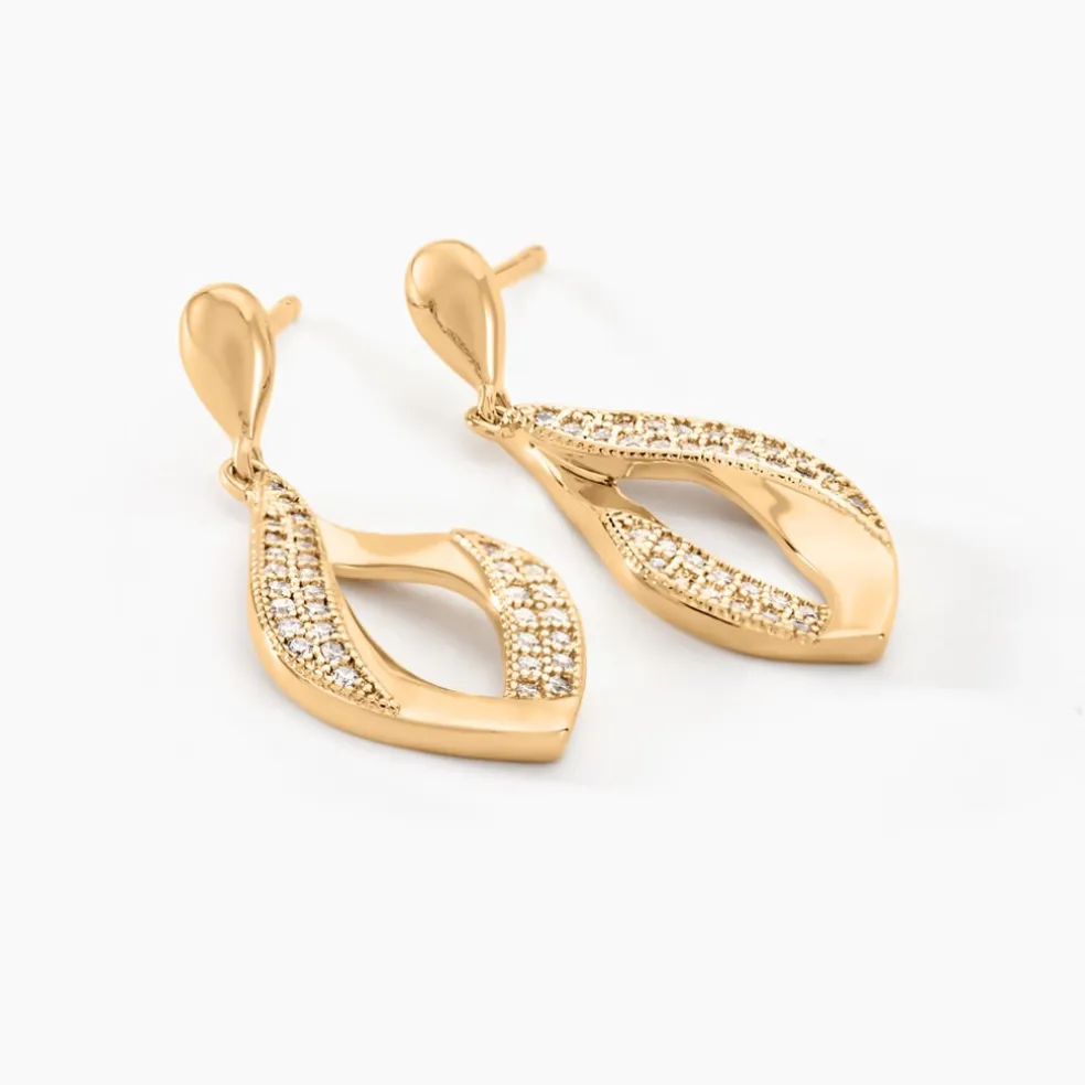 Boucles D'oreilles Pendantes Mai-lee Plaqué Or Oxyde De Zirconium