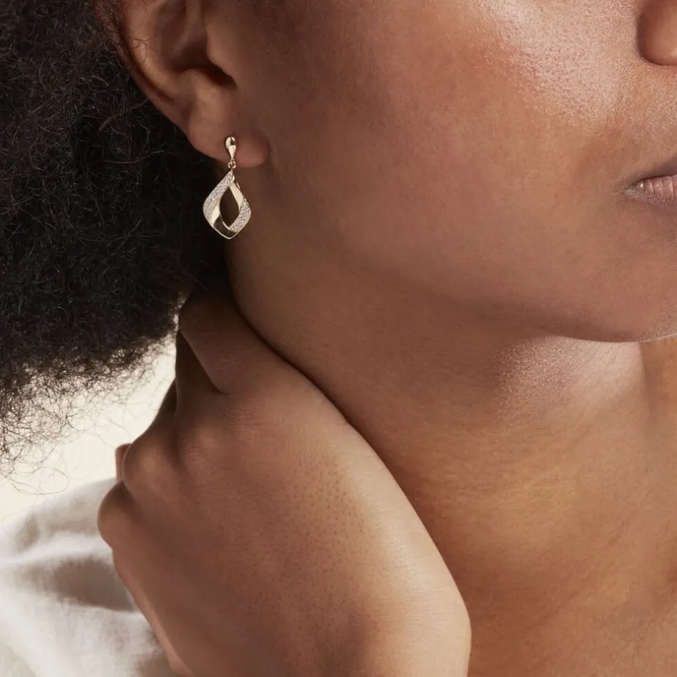 Boucles D'oreilles Pendantes Mai-lee Plaqué Or Oxyde De Zirconium