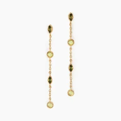 Boucles D'oreilles Pendantes Angelica Plaque Or Jaune Oxyde Zirconium