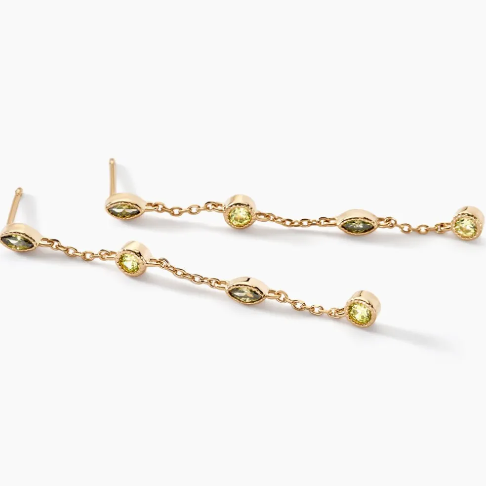 Boucles D'oreilles Pendantes Angelica Plaque Or Jaune Oxyde Zirconium