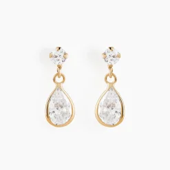 Boucles D'oreilles Pendantes Lika Or Jaune Oxyde De Zirconium