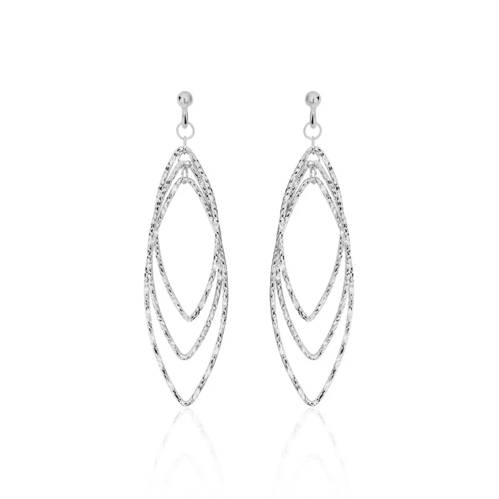 Boucles D'oreilles Pendantes Shiny Argent Blanc