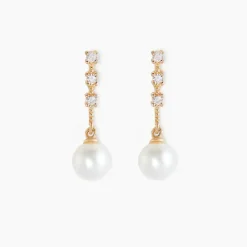 Boucles D'oreilles Pendantes Louise-marie Or Jaune Perle De Culture