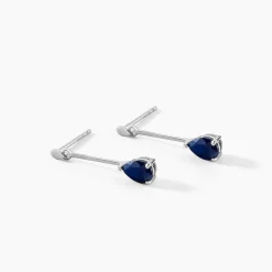 Boucles D'oreilles Pendantes Goutte Or Blanc Saphir