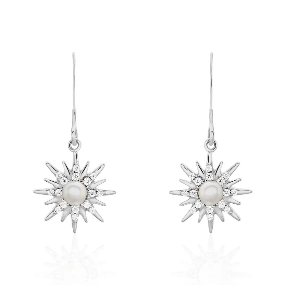 Boucles D'oreilles Pendantes Blanca Argent Blanc Perle De Culture