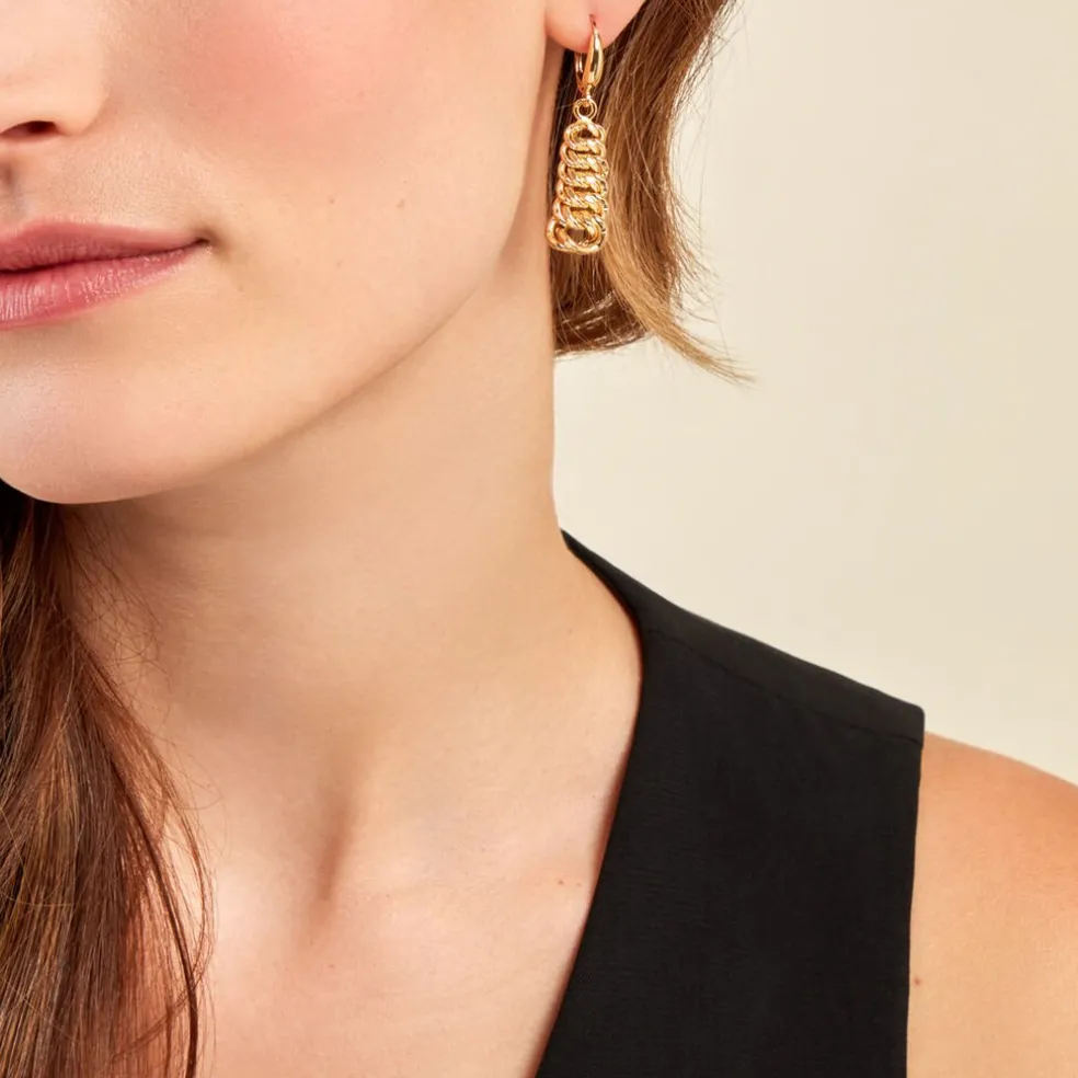 Boucles D'oreilles Pendantes Jimmy Or Jaune