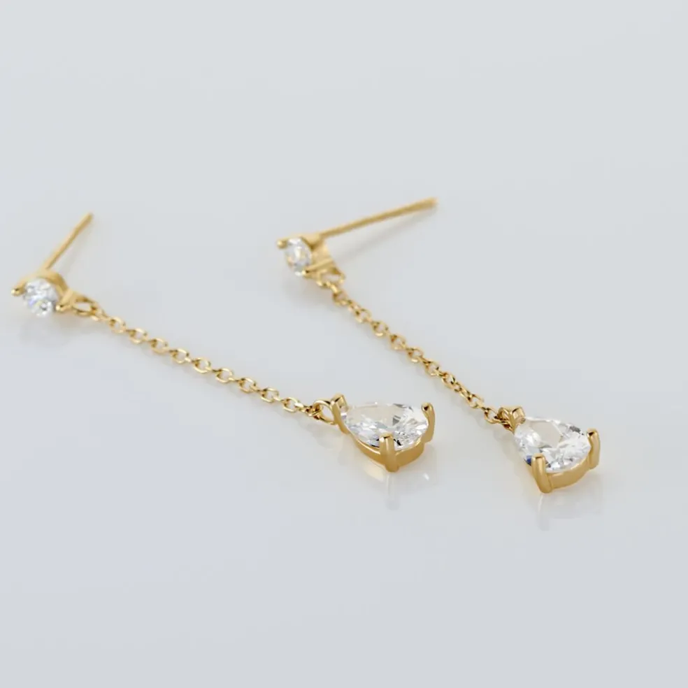 Boucles D'oreilles Pendantes Regane Or Jaune Oxyde De Zirconium