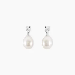 Boucles D'oreilles Pendantes Dolores Argent  Perle De Culture Et Oxyde