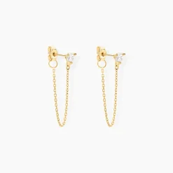 Boucles D'oreilles Pendantes Or Jaune Acierna Oxyde De Zirconium
