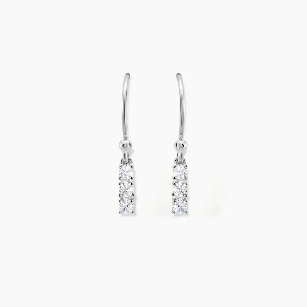 Boucles D'oreilles Pendantes Lauren Argent Blanc Oxyde De Zirconium