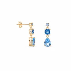 Boucles D'oreilles Pendantes Huffie Plaqué Or Jaune Pierre D'imitation