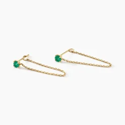 Boucles D'oreilles Pendantes Esmerald Rendez-vous Or Jaune Emeraude