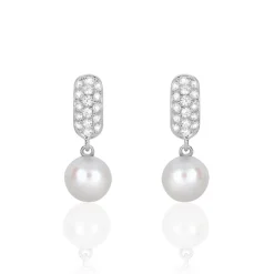 Boucles D'oreilles Pendantes Providence Argent  Perle De Culture Oxyde