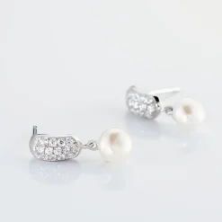 Boucles D'oreilles Pendantes Providence Argent  Perle De Culture Oxyde