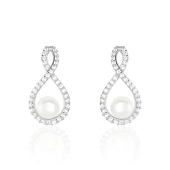 Boucles D'oreilles Pendantes Saja Argent  Perle De Culture Et Oxyde