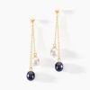 Boucles D'oreilles Pendantes Or Jaune Brayann Perles De Culture