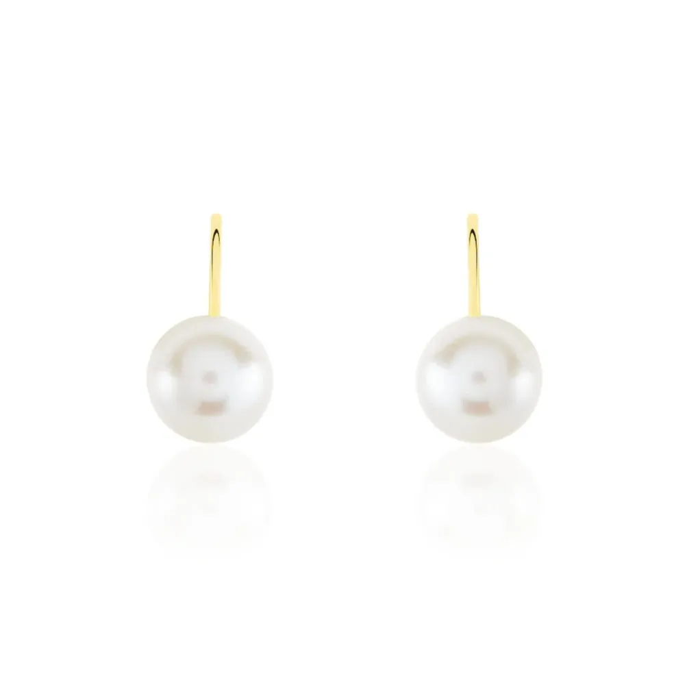 Boucles D'oreilles Pendantes Akoya Or Jaune Perle De Culture D'akoya