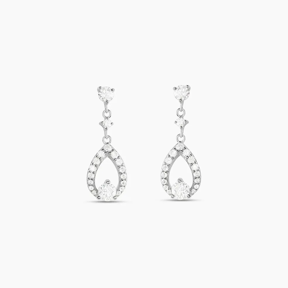Boucles D'oreilles Pendantes Istanbul Argent Blanc Oxyde De Zirconium