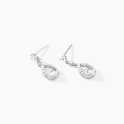 Boucles D'oreilles Pendantes Istanbul Argent Blanc Oxyde De Zirconium