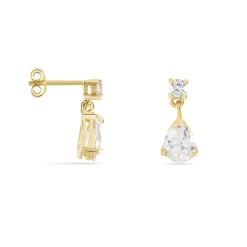Boucles D'oreilles Pendantes Naellya Plaqué Or Oxyde De Zirconium