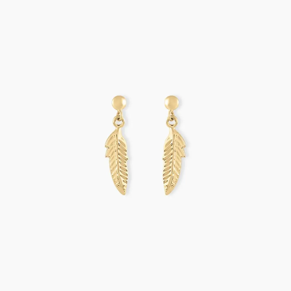 Boucles D'oreilles Pendantes Bartolomea Feuille Or Jaune