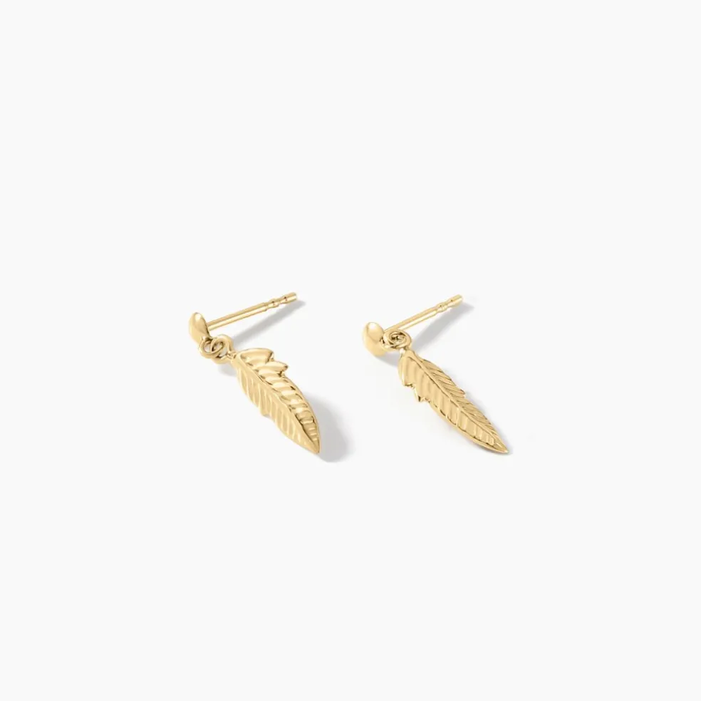 Boucles D'oreilles Pendantes Bartolomea Feuille Or Jaune