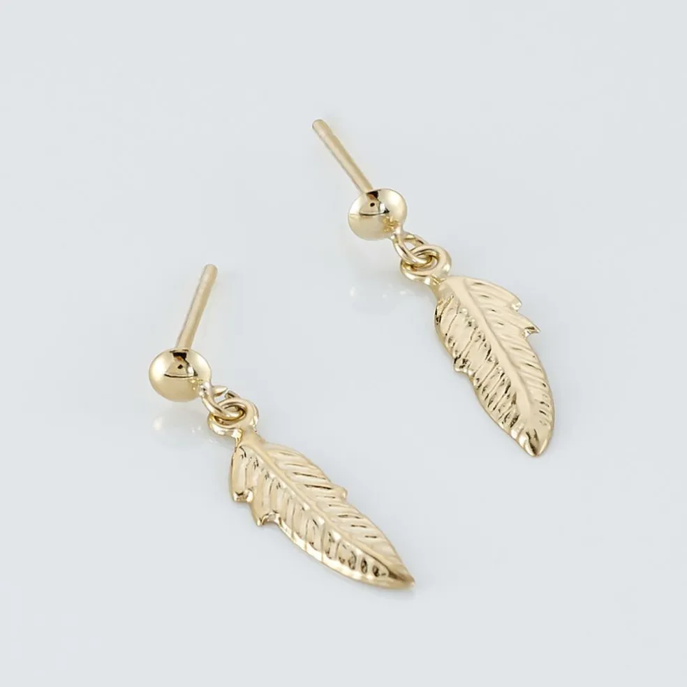 Boucles D'oreilles Pendantes Bartolomea Feuille Or Jaune