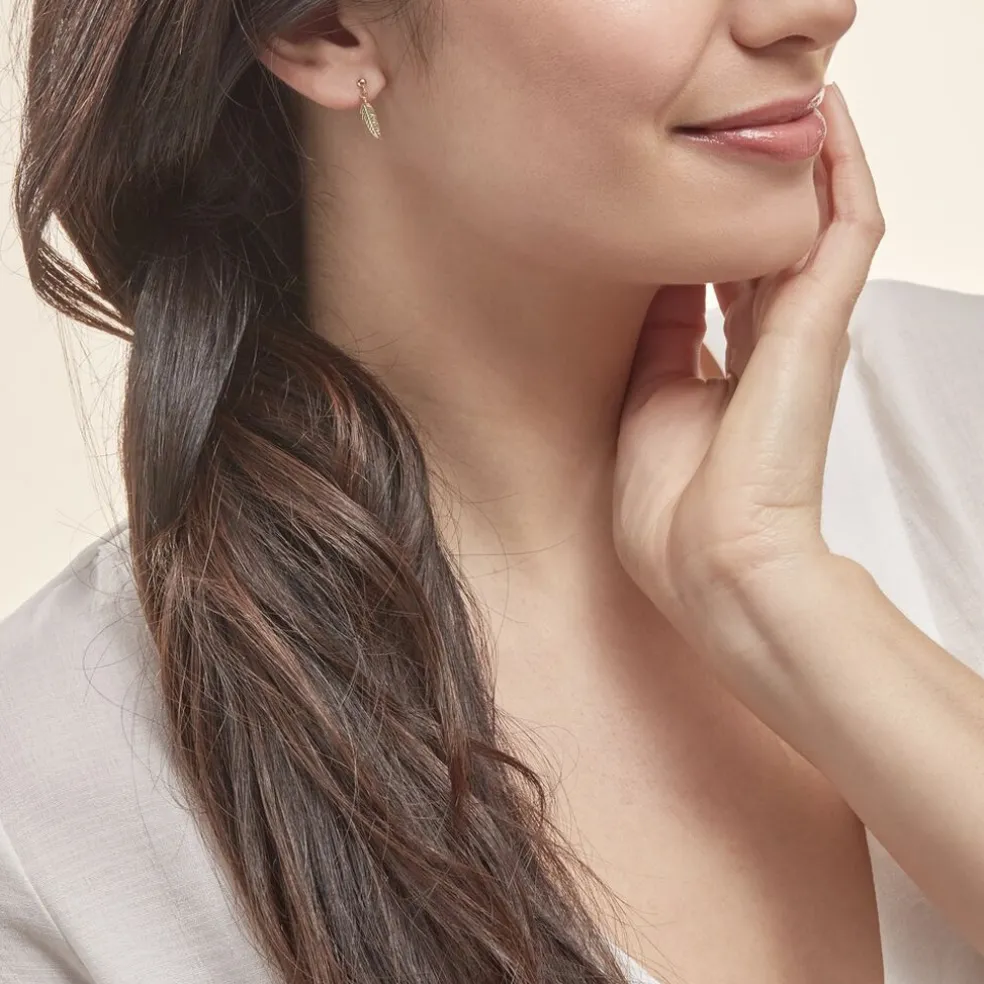 Boucles D'oreilles Pendantes Bartolomea Feuille Or Jaune