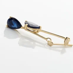 Boucles D'oreilles Pendantes Goutte Or Jaune Saphir